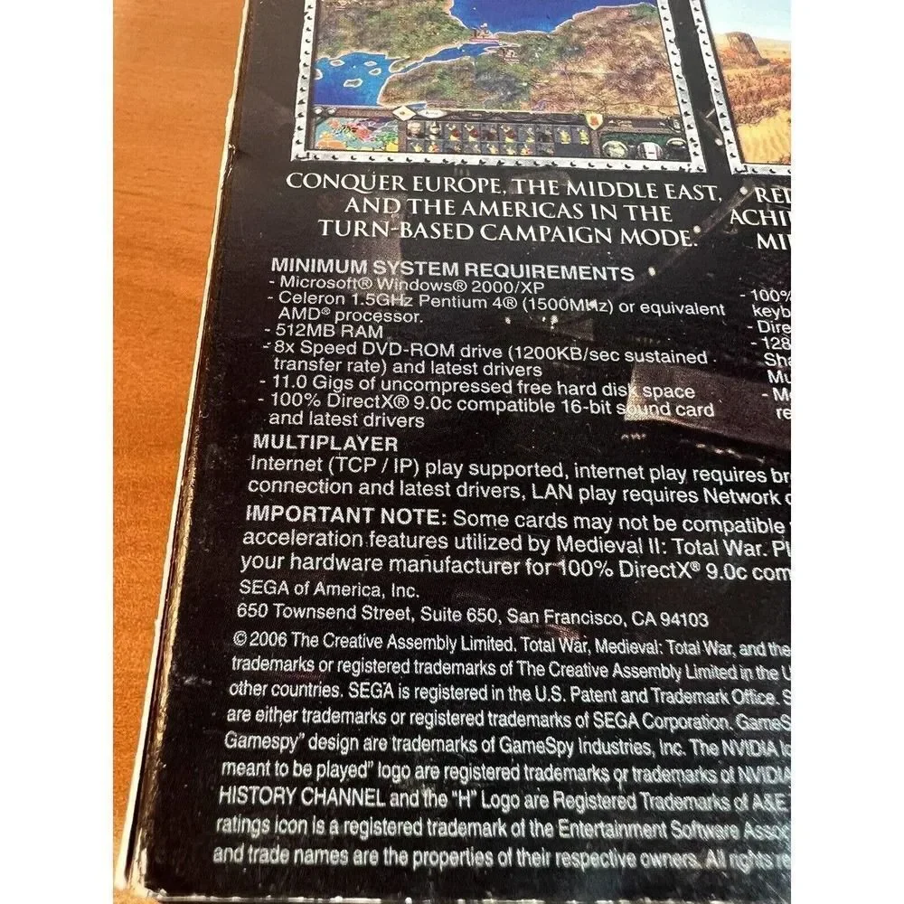Medieval Ii: Total War Limited Edition (PC, 2006) SEGA 2 Disc Plus Soundtrack